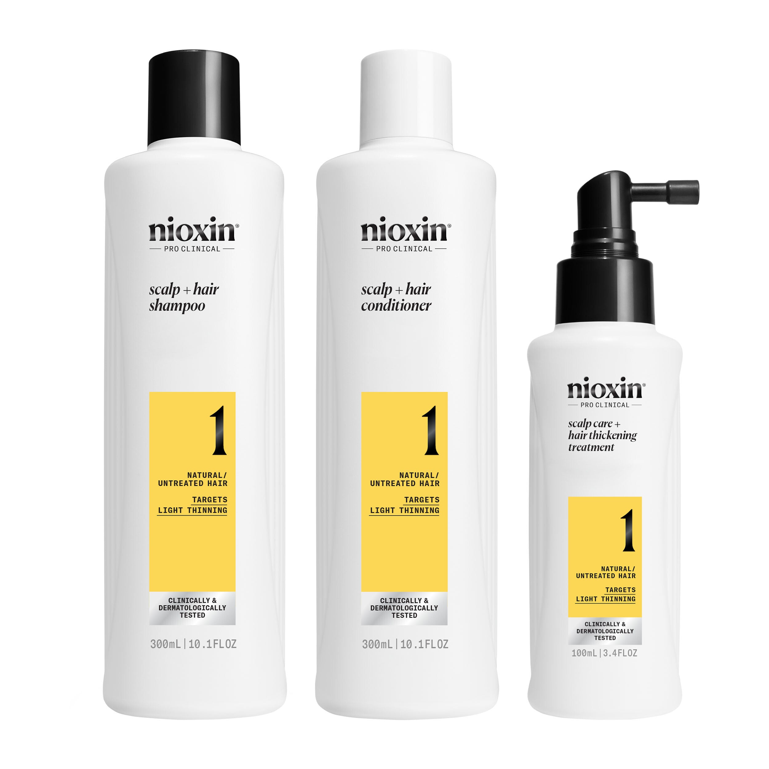 nioxin pro clinical, thickening system 1 
light thinning natural hair 